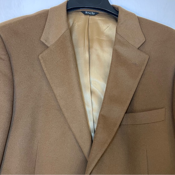 Bill Blass 100%  Cashmere Mens Size 42R blazer sport Coat suit jacket Tan - Picture 2 of 13